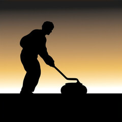 curling, silhouette, cleaning, woman, illustration, golf, sport, cleaner, person, boy, people, scooter, vacuum, ball, business, worker, child, black, work, golfer, men, cgenerated ai