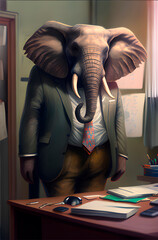 elephant in office clothes, if elephants worked in the office and wore jackets to work, generative ai