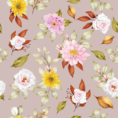 floral summer seamless pattern illustration