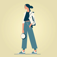 minimalistic vector illustration, beautiful stylish woman