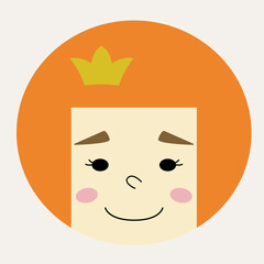 Feminine look, abstract personage, mascot design, funny face, cute icon.