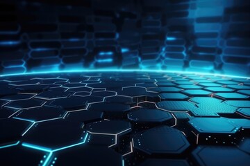 Naklejka premium abstract blue background hexagon. Generative AI