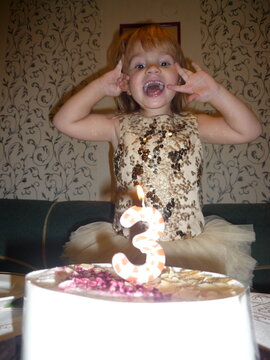 flash cute girl celebrating a birthday