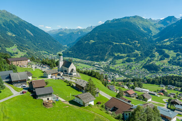 Bartholomäberg im Montfon is a village in the district of Bludenz in the Austrian State of Vorarlberg. - obrazy, fototapety, plakaty