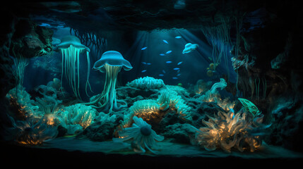 Fototapeta premium underwater scene with reef generative ai
