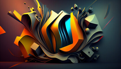 3d abstract background with flowers