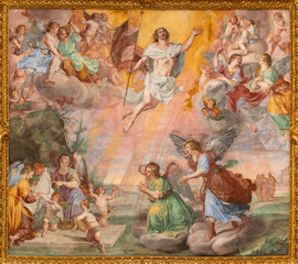 GENOVA, ITALY - MARCH 6, 2023: The fresco of Resurrection in the church Basilica della Santissima...