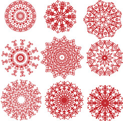 Round ornaments in ethnic, Turkic style. Decorative elements. 