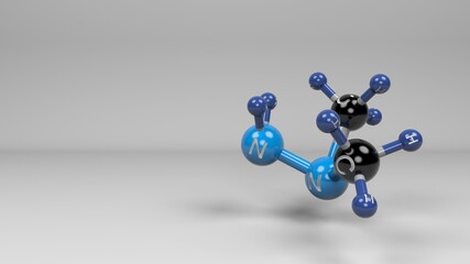 Dimethylhydrazine molecule. Molecular structure of UDMH, toxic compound used in rocket fuel.
