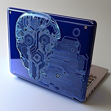 Laptop Navy Blue Design Machine Robot AI Sticker / Design