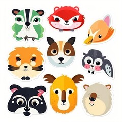 Set of funny animals, stickers.