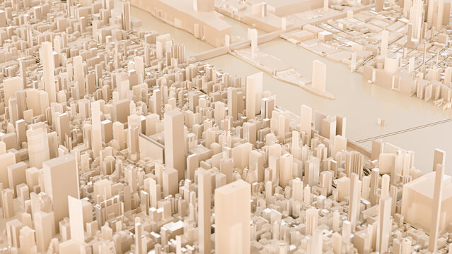 3d model of an aerial view of Manhattan