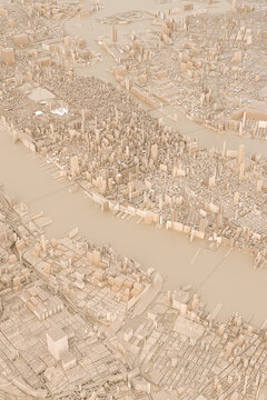 3d model of an aerial view of Manhattan