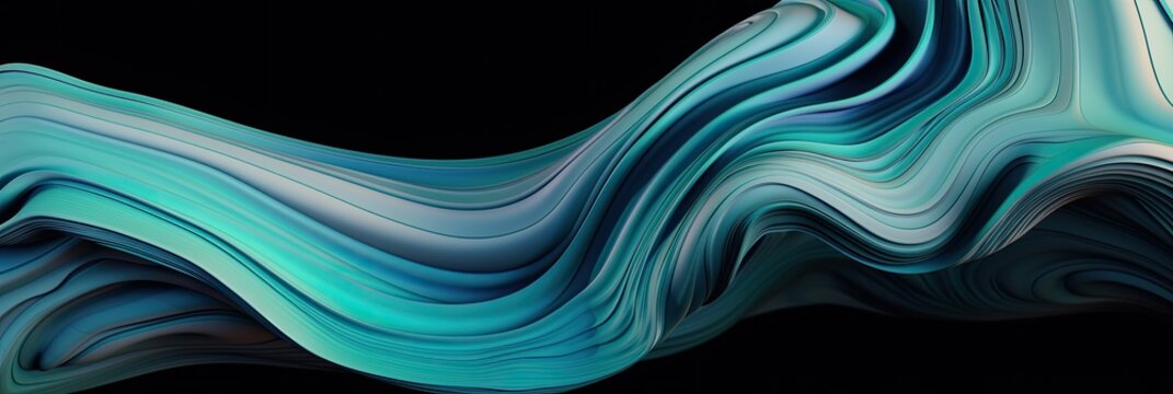 cool toned modern abstract wavy flowing liquid background banner (generative ai)