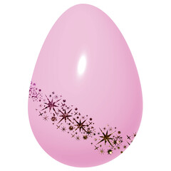 Pink 3D Easter Egg with Glitter Stars