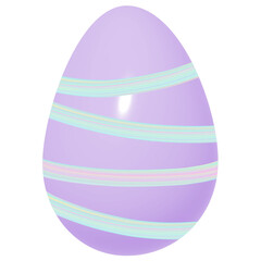 Light Purple 3D Easter Egg with Iridescent Stripes
