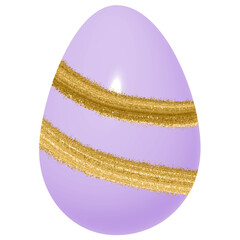 Light Purple 3D Easter Egg with Gold Stripes