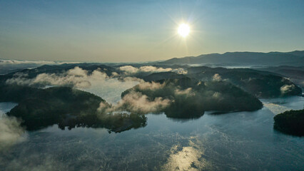 Skyview sunrises with clouds and fog