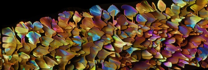 Fototapeta na wymiar magnification of abundant Olivine Crystals rainbow banner background (generative ai)