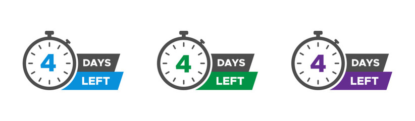  4 days left vector icons set