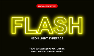 Flash editable text effect template, yellow neon light text style effect