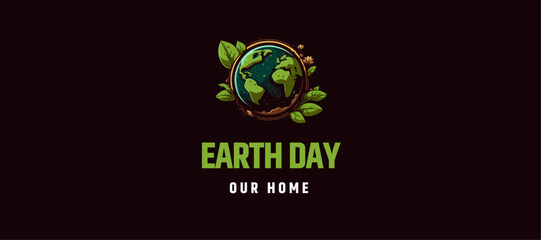 Fototapeta na wymiar earth day, world vector, ecology concept, green leaves