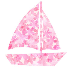 Pink watercolor yacht