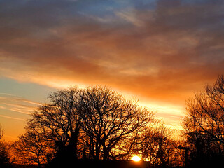 Sunset in march 2023 over Padiham in Lancashire