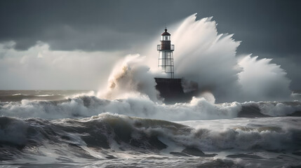 Fototapeta na wymiar lighthouse on the coast generative art
