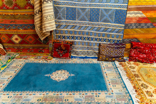 Carpets on sale in a Moroccan shop