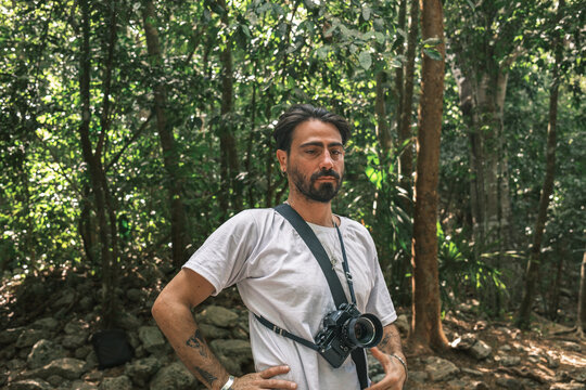 portrait of a photographer in the jungle