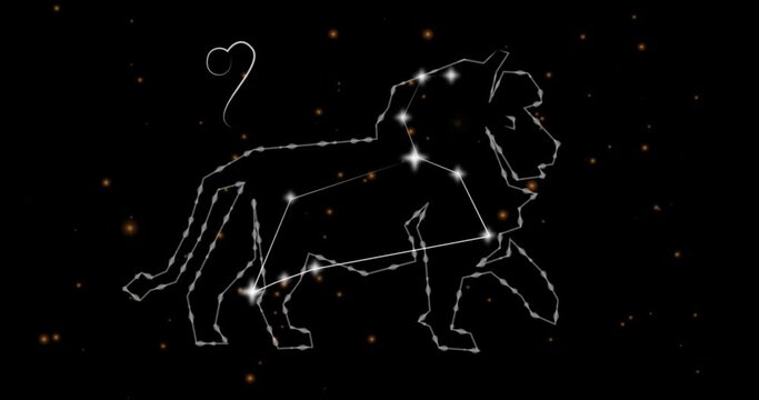 Animation of leo star sign over black background