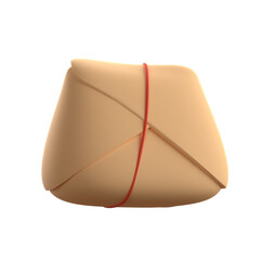 3D Icon Illustration of Indonesian Culinary Nasi Bungkus With Single Rubber Band