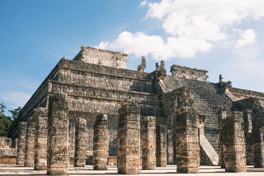ruins inside the mayan city of chichen itza in yucatan