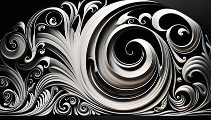 black and white swirl generative ai