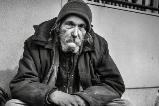 The Bleak Reality of Homelessness Beggar's Strife on the Street, generative ai