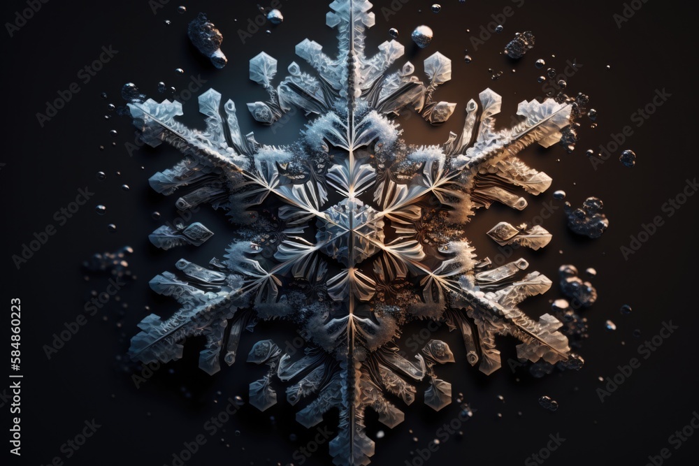 Poster a snowflake is shown with water droplets on it's surface tundra macro photography macro photography 