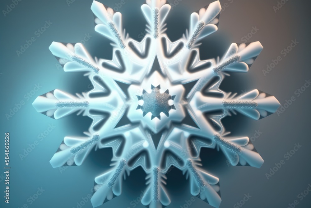 Poster a snowflake is shown in a blue background with a white center arctic sea ice animation 3d modeling g
