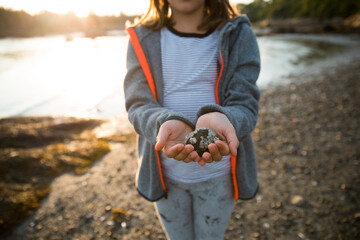 A girl showing her treasure