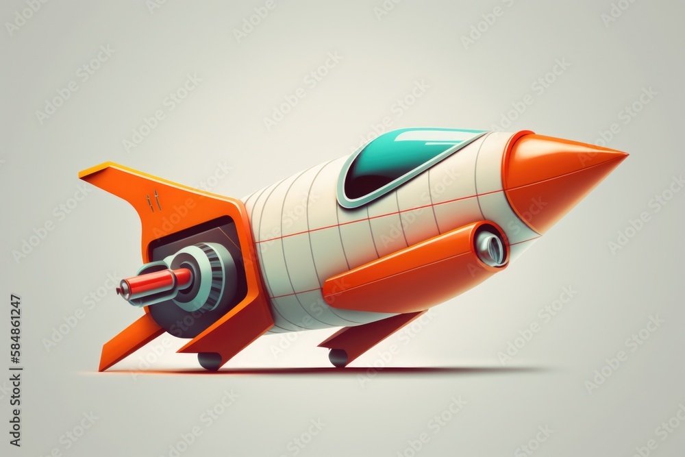 Poster a cartoon rocket ship with a propeller on its side and a propeller on its side deep sea trench anima