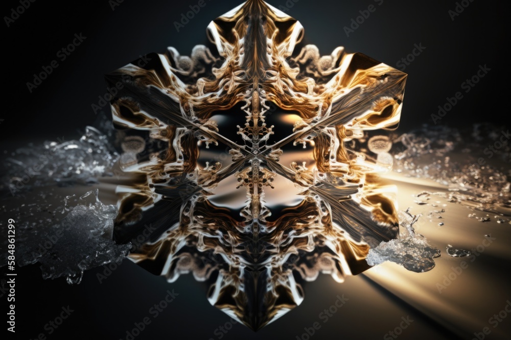 Aufkleber a snowflake is shown in the middle of a dark background tundra kinetic art motion graphics generativ