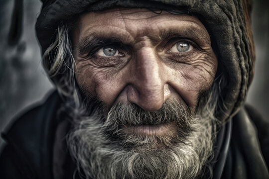 Beggar's Gaze View of Struggle and Hardship, generative ai