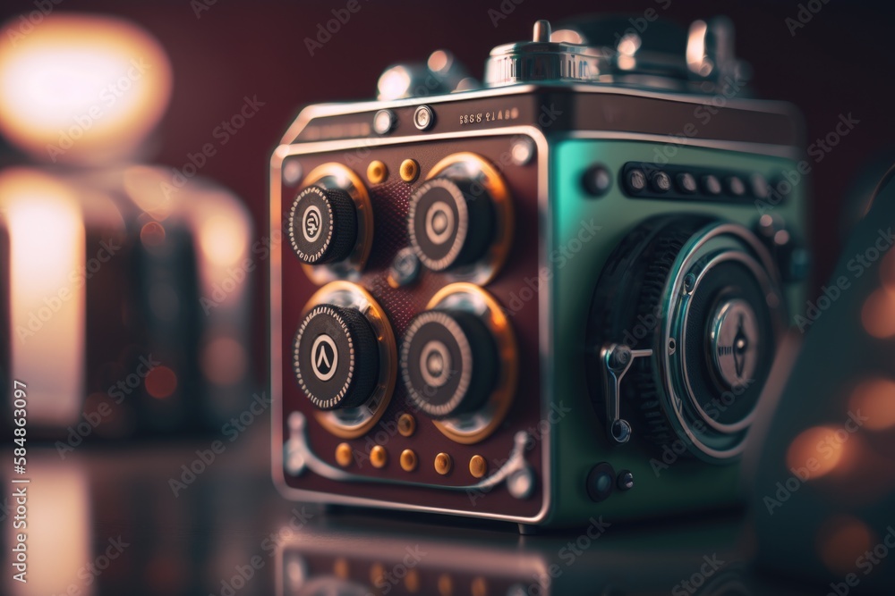 Aufkleber a camera with a built in flash camera attached to it's side junkyard stereoscopic photography motion