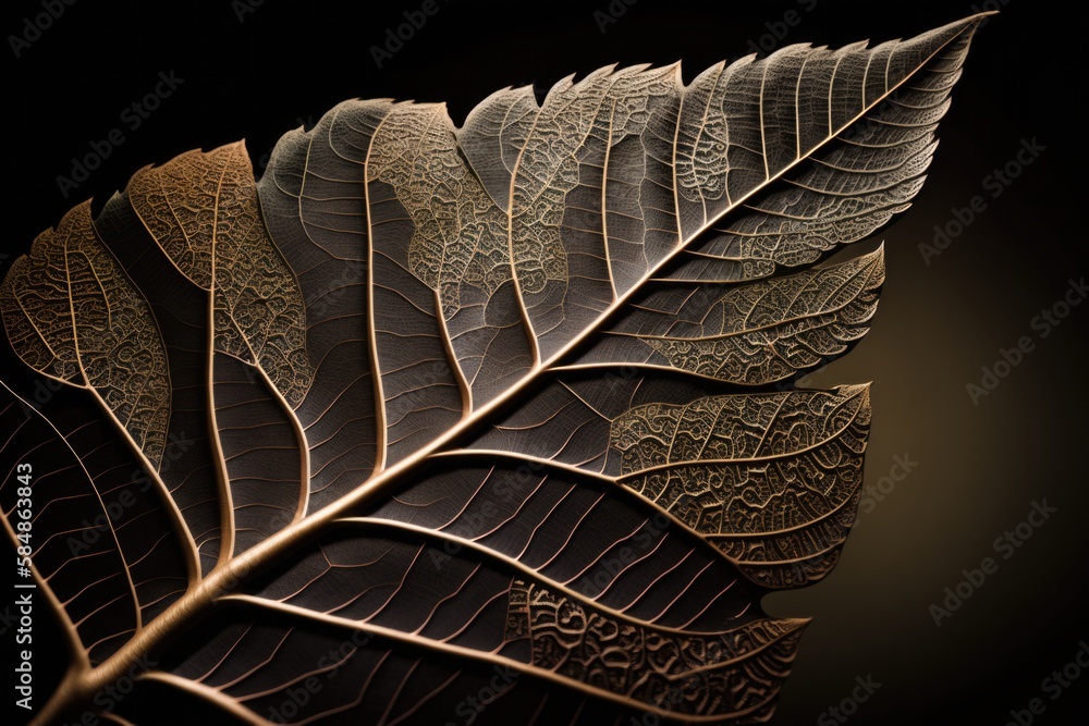 Poster a close up of a leaf with a black background and a light tropical rainforest canopy macro photograph