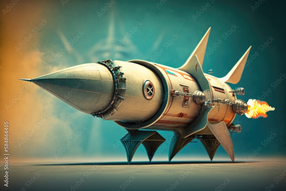 Aufkleber a model of a rocket ship with a flame coming out of it deep sea trench photorealism 3d modeling gene