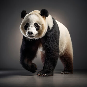 Giant Panda Walking, Close up . AI generated Illustration.