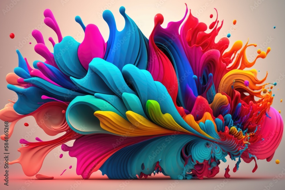 Aufkleber a colorful abstract design with a splash of paint on it's side graffiti wall color field painting cr