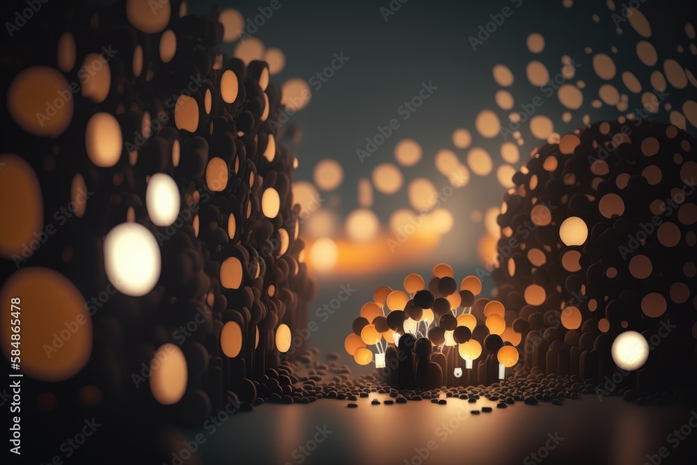 Poster a group of candles that are lit up in the dark night lunar landscape animation motion graphics gener