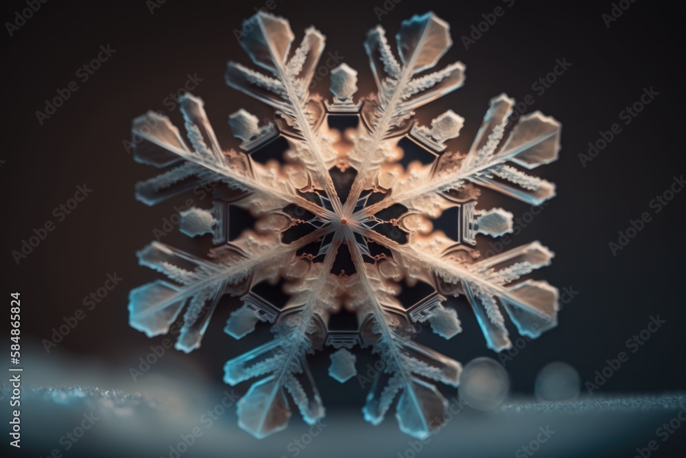 Poster a snowflake is shown in the middle of the image tundra macro photography macro photography generativ