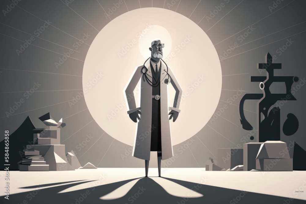 Poster a man in a long coat standing in front of a full moon hospital animation animation filmmaking genera